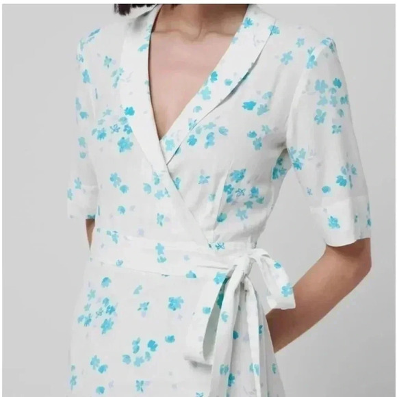 NWT Ganni Printed Crepe Wrap Dress Size 0 - Picture 4 of 16